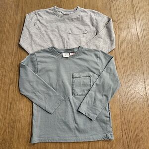 Zara Gray and Eucalyptus Green Long Sleeve Shirt Boy  Size 4-5T